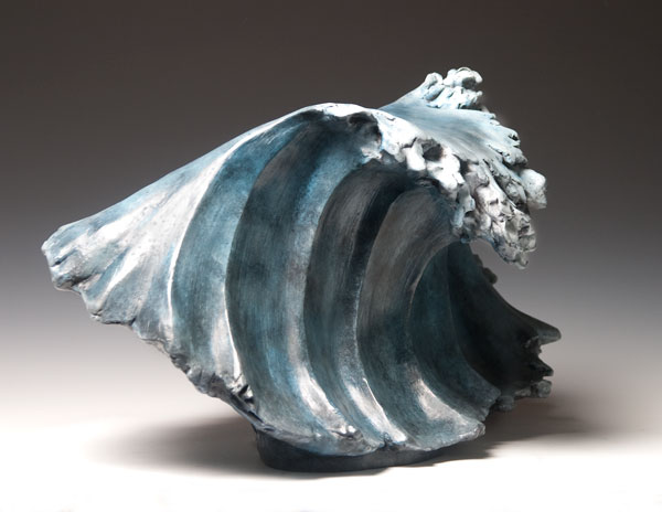 Indomitable ocean wave bronze sculpture right view