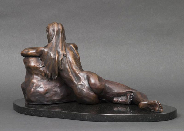 Naiad back view bronze sculpture