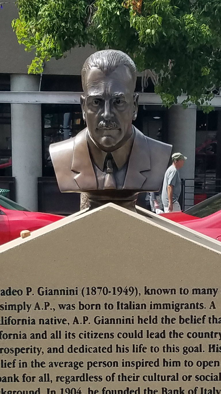 Piazza Amadeo Giannini bronze sculpture bust